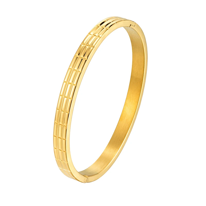 MB-141 Ladies Love Bangle Wholesale High-Quality Unique Design Stereo Line Rectangle Stainless Steel Fashion Jewelry Gift