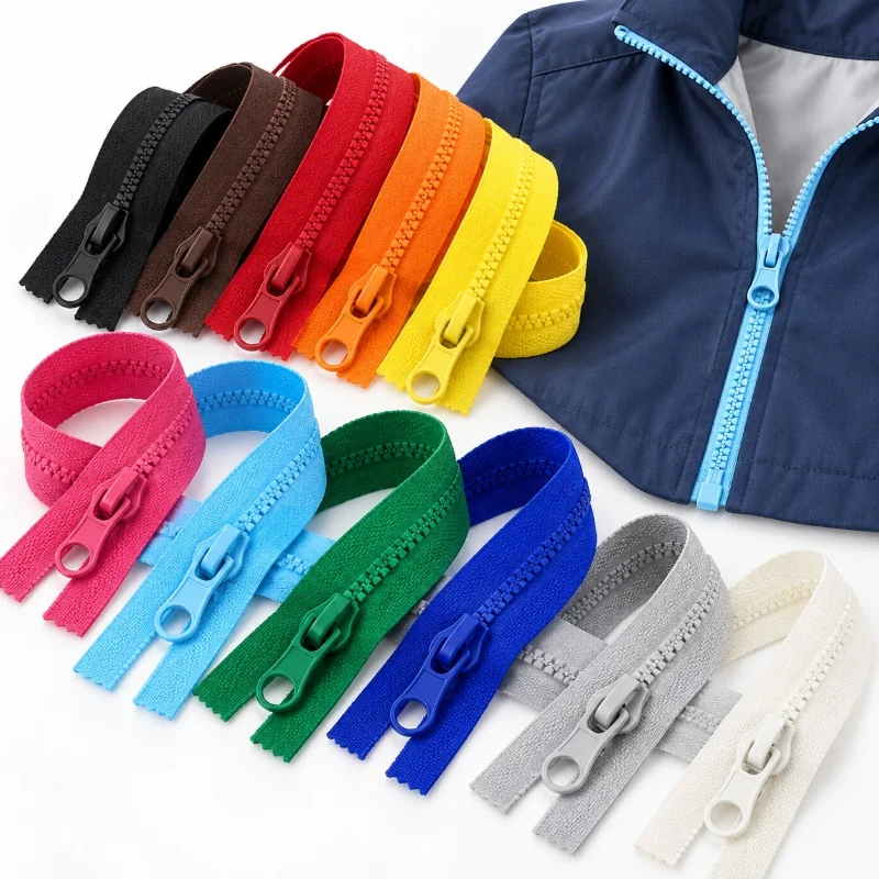 3/5/10/20Pcs 40/50/60cm 5# Resin Open End Zipper Jacket Front Fastener Short Coat Auto Lock Replacement DIY Sewing Accessories