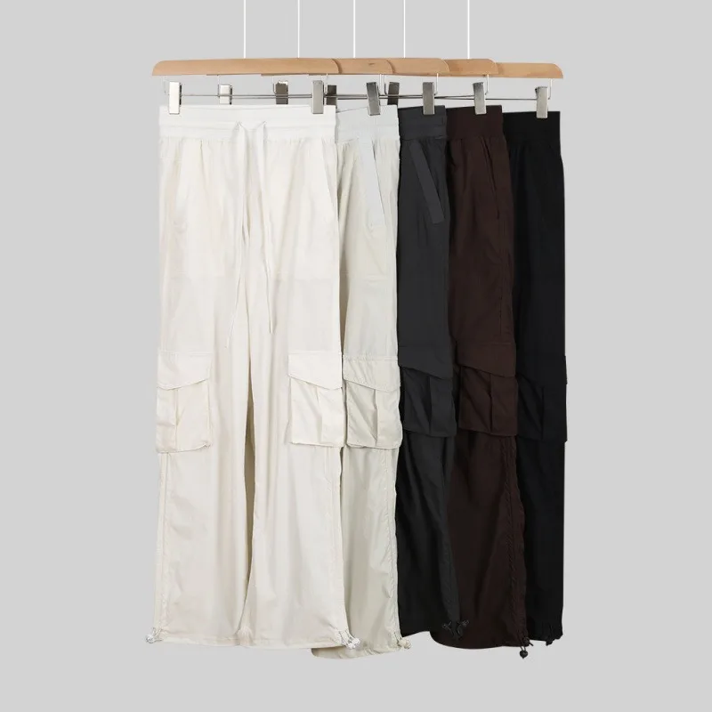 NO LOGO free pants work pants original casual sports Dance Studio women's loose cut mid waist pocket