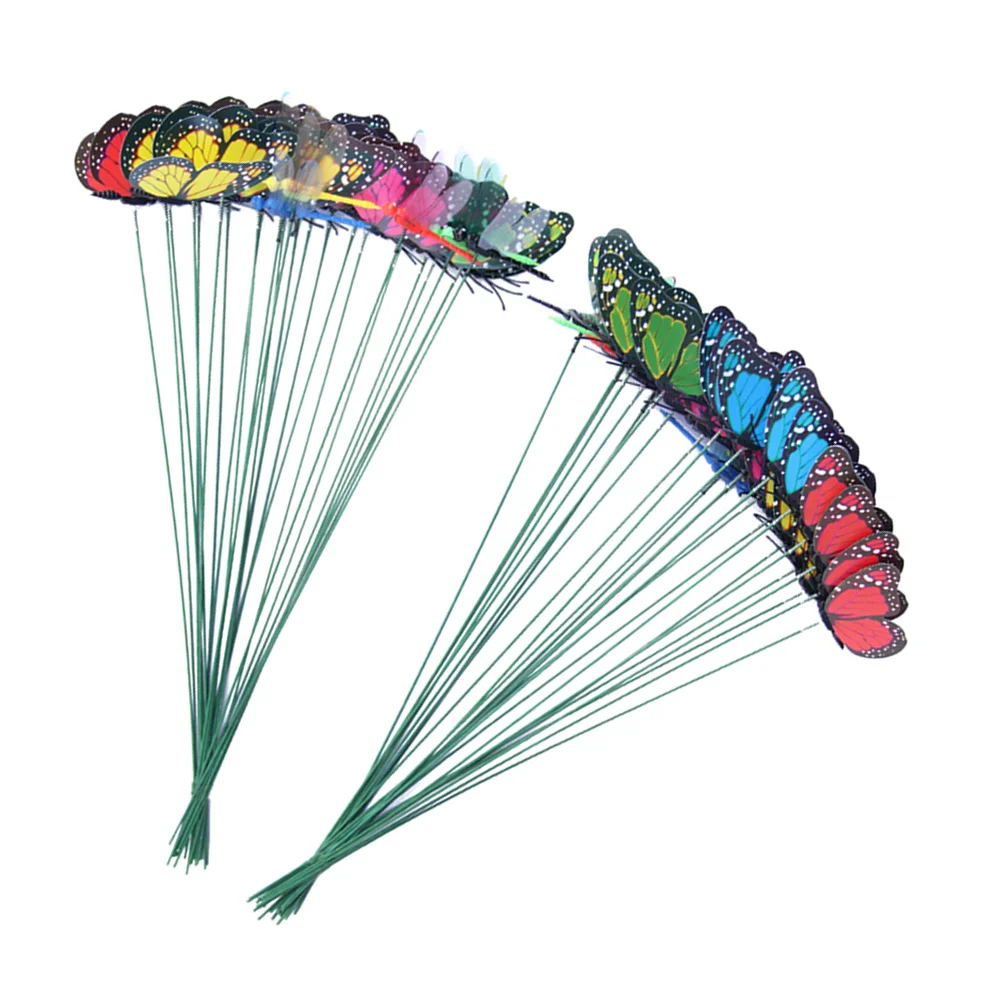 

24PCS PVC Simulation Dragonfly Stakes Artificial Dragonfly Garden Decorations Patio Plant Lawn Decor
