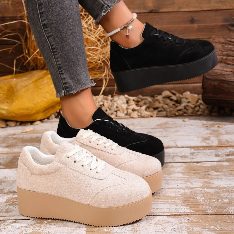 

New Height Increasing Thick Soled Women's Shoes 2025 Autumn Fashion Retro Women's Shoes Outdoor Casual Sneakers Casual Shoes