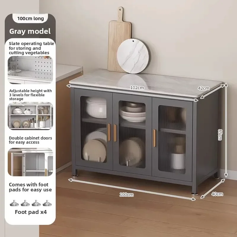 Kitchen Shelves Floor-to-ceiling Multi-layer Slate Storage Cabinets Microwave Oven Vegetables Side Bowls Lockers Kitchenware
