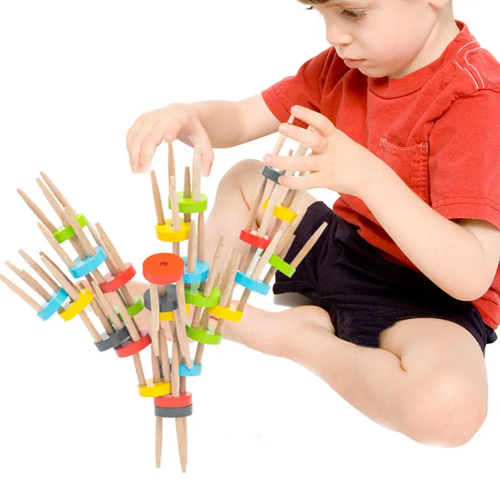 

1Set Wooden Stackable Balance Chair Game Kids Stacking Chairs Blocks Educational Game Parent Child Interactive Play