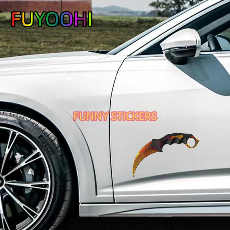 FUYOOHI CS GO Karambit Knife Auto Car Stickers Laptop Suitable for Any Flat and Smooth Clean Surface Decor