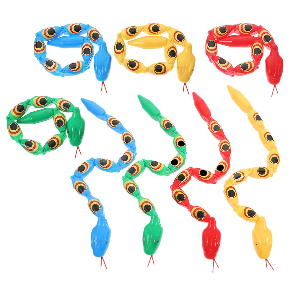 

8Pcs Wiggly Jointed Snake Educational Plastic Learning Fun Party Favor Prank Reptile Play for Kids Colorful Snake Toys
