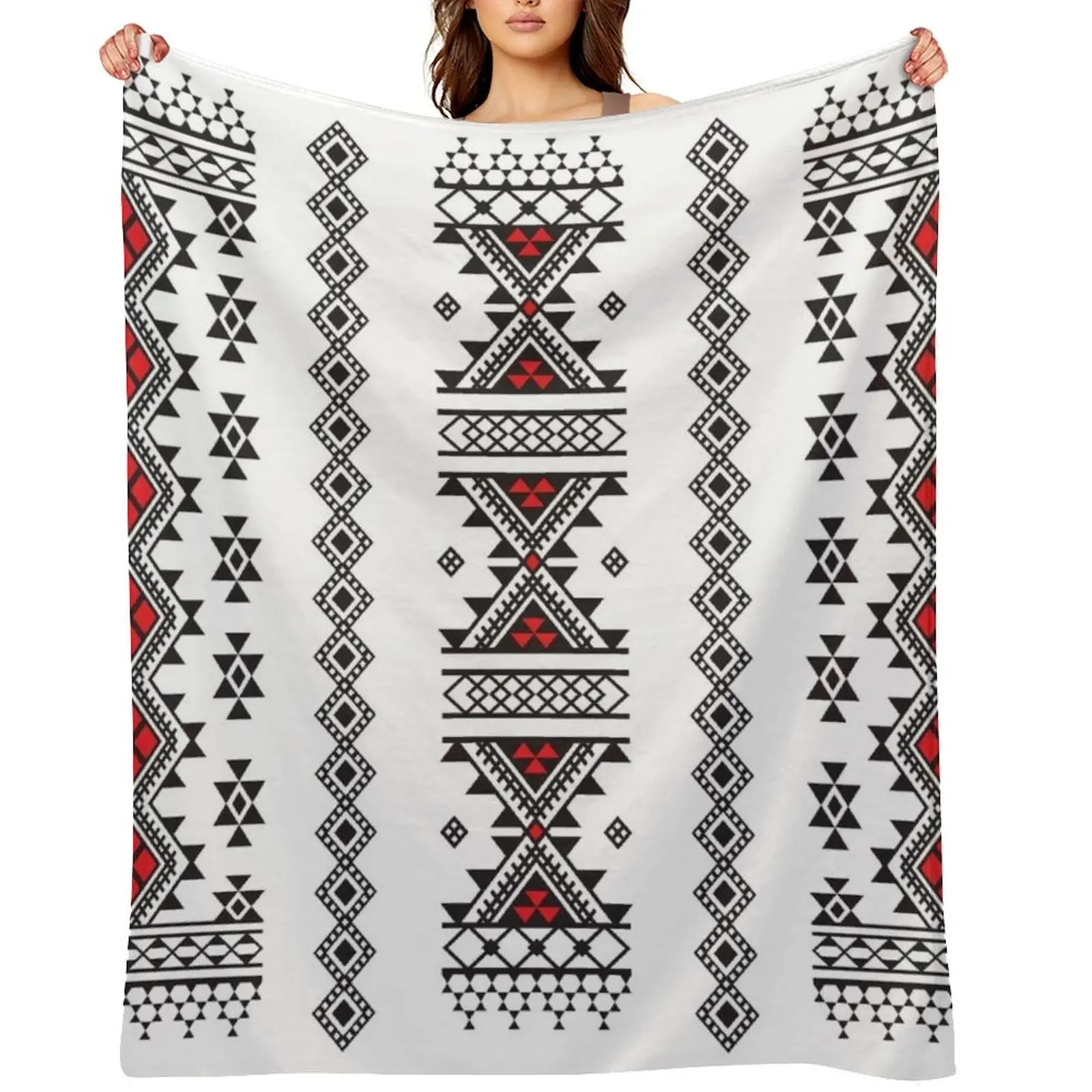 

Kabyle carpet pattern Throw Blanket Plaid on the sofa Personalized Gift For Baby Multi-Purpose Blankets