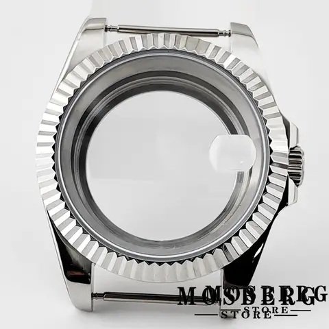 Caixa de relógio prateada 36mm 40mm, vidro safira de aço inoxidável para nh35 nh36 eta2824 pt5000 st2130, peça de movimento automático