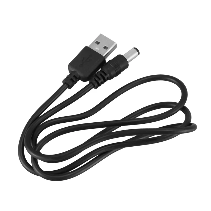 Câble d'alimentation USB 5V DC Barrel Jack, 5x, 5.5mm, 2.1mm, Noir, 75cm