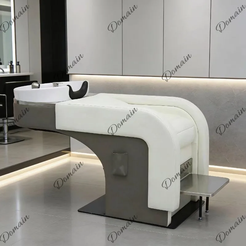 New Simple Suspended Hair Wash Bed Ceramic Basin Massage Barber Salon Shampoo Chair