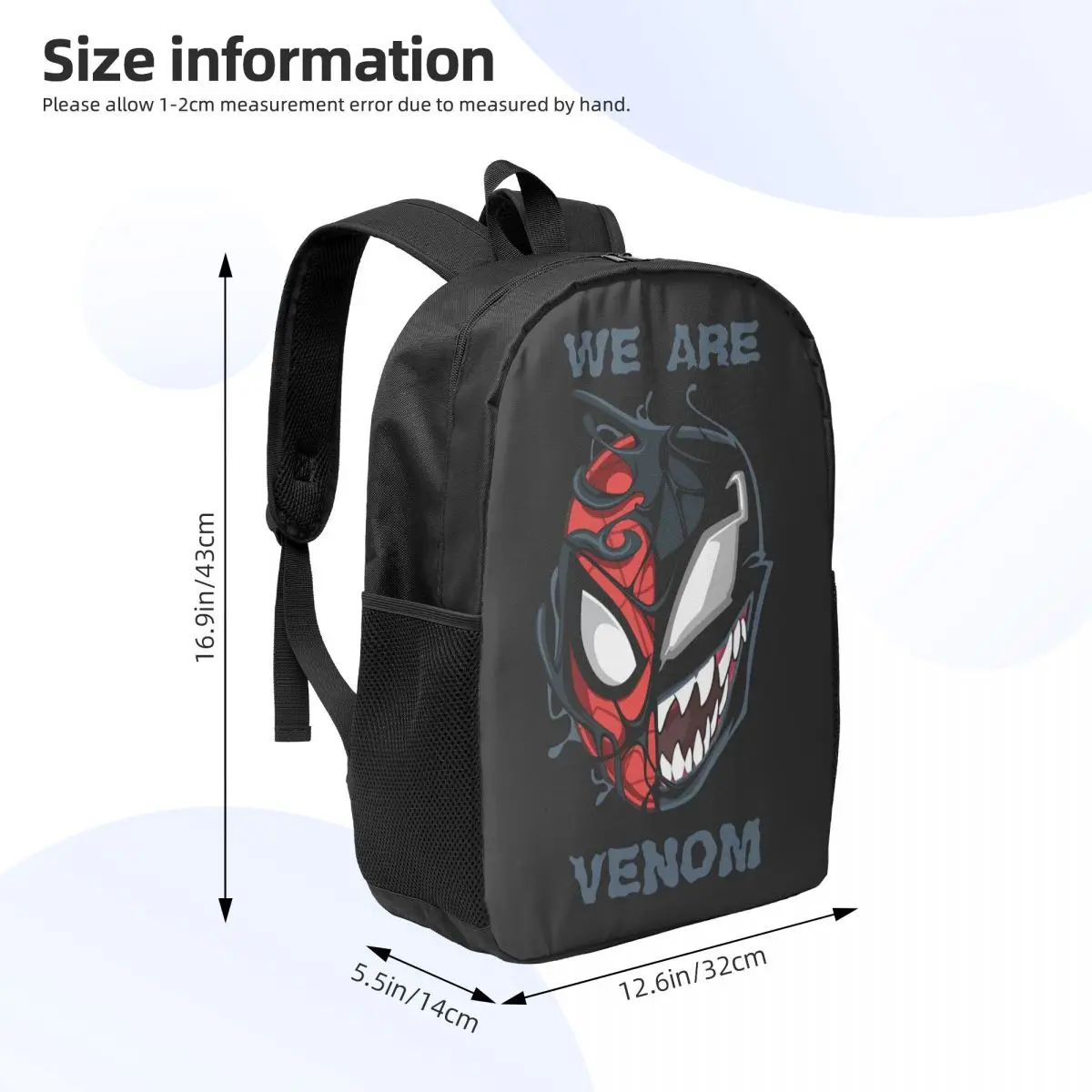 Custom Spider-Man Peter Parker & Venom Head Backpack Women Men Fashion Bookbag for College School Bags