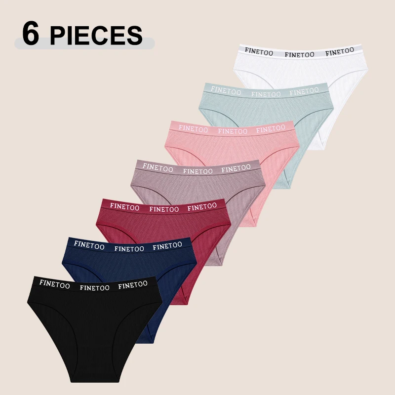 6PCS Cotton Panties for Women Sexy Low Rise Briefs Female Comfortable Underwear Elastic Letter Strap