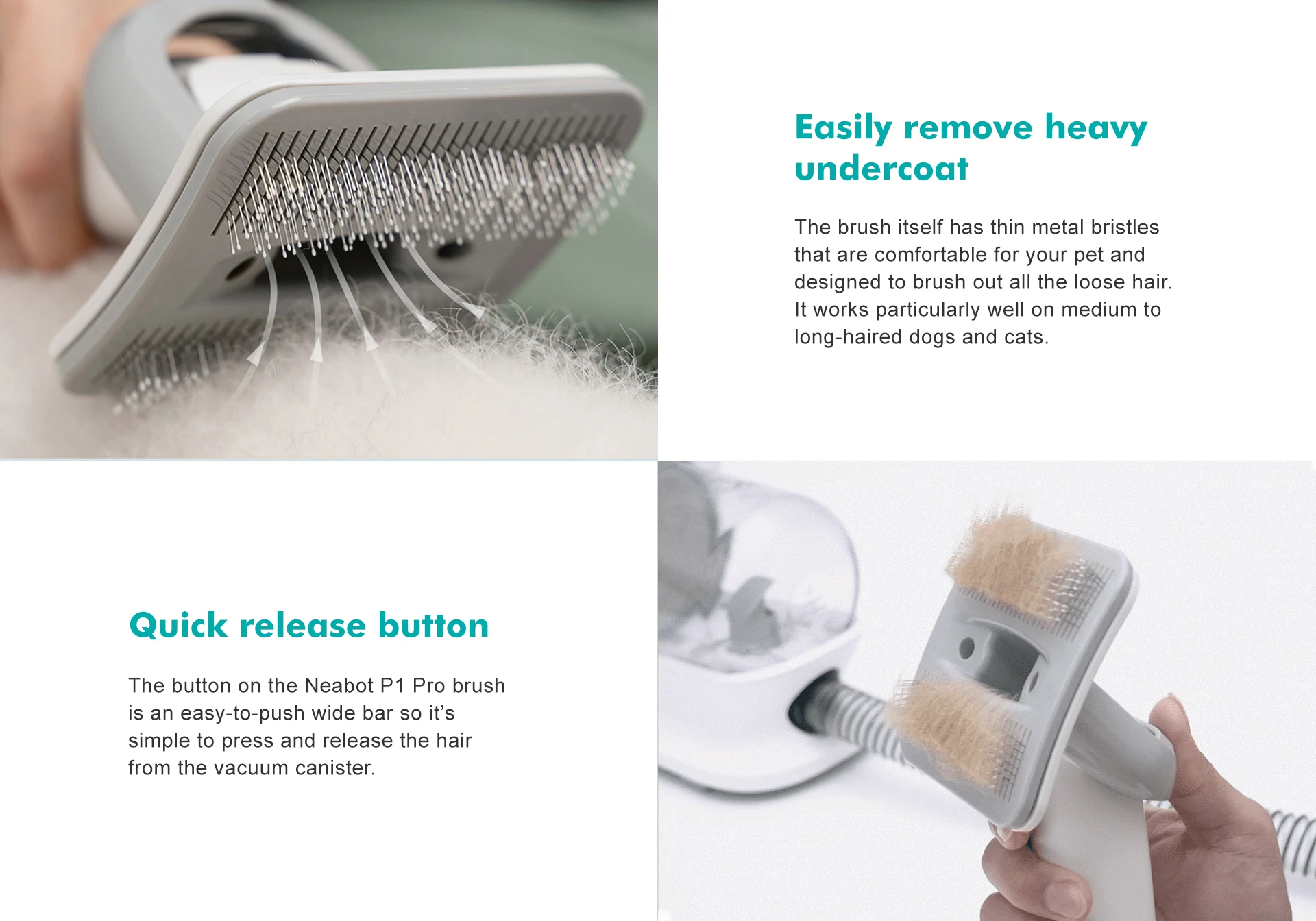 Neabot P1 Pro Pet Groomer Hair Vacuum Cleaner with Groom Kit Brushes Trimmers & Blades for Pet view 2