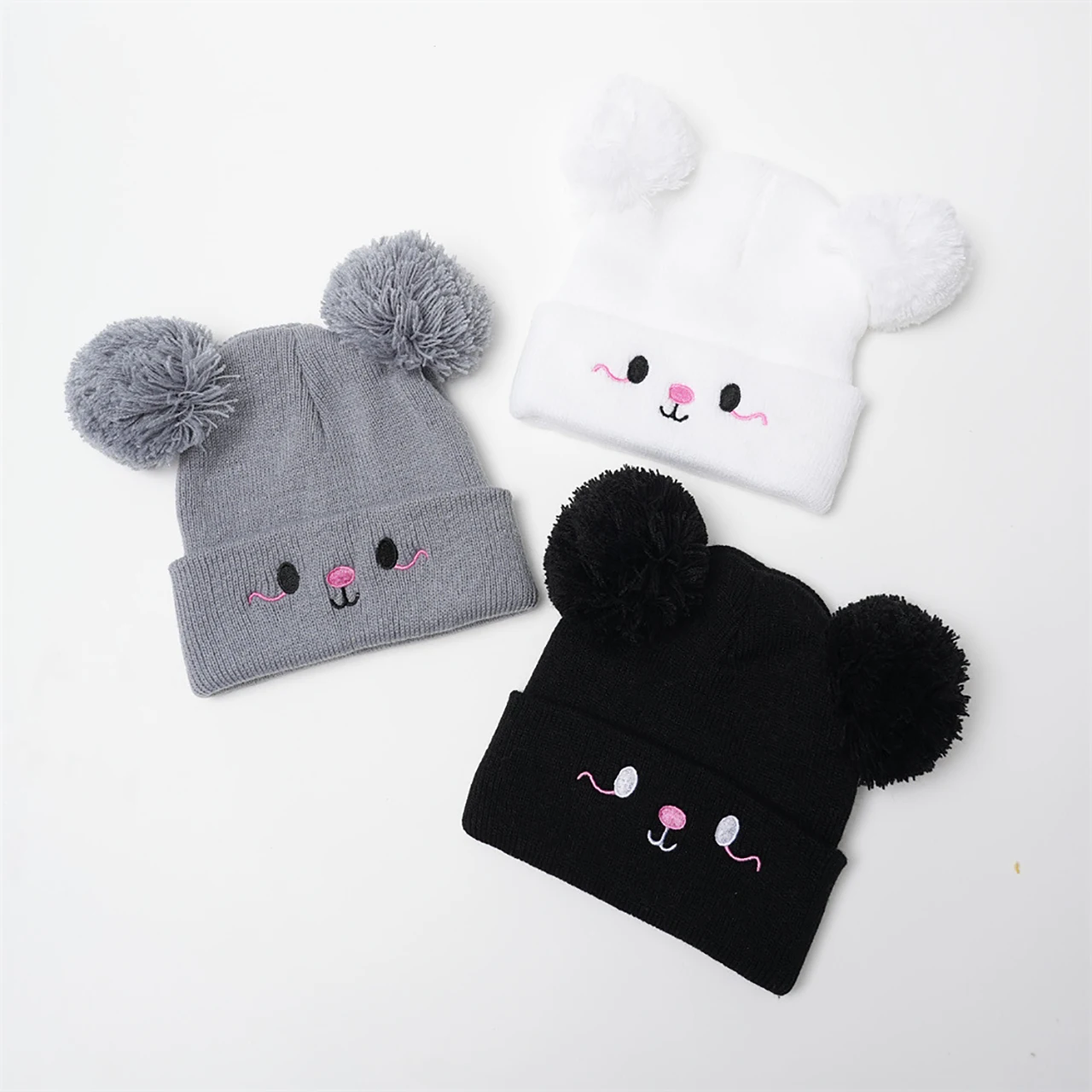 Children Double Pompom Beanie Winter Warm Toddler Woolen Crochet Bonnet Plush Ball Kids Knit Hat Cute Baby Pullover Cap 1-6Year view 5