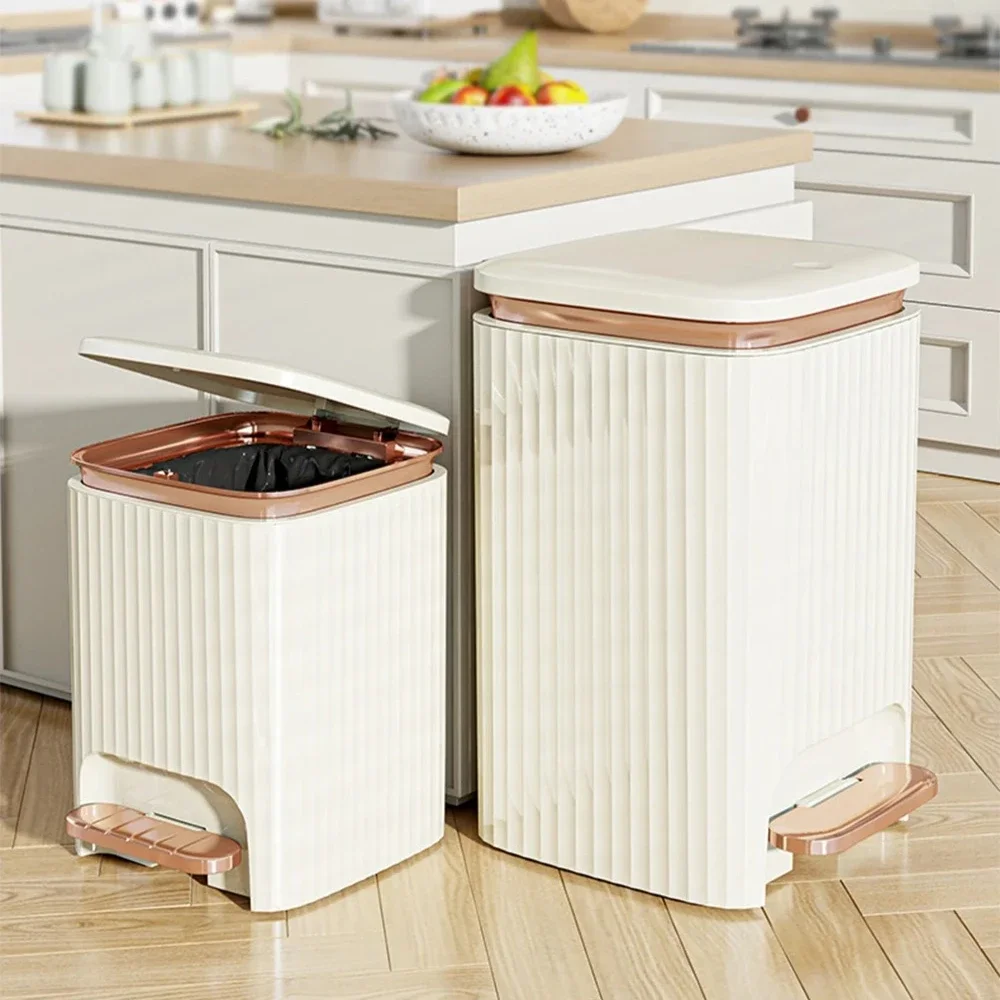 

9/12L Wastebasket Pressing Type Recycle Bin with Pedal Lid Luxury Large Capacity Trash Bin Home Use Bathroom Kitchen Trash Can