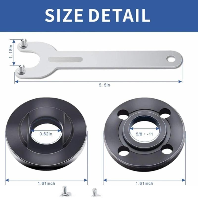 DT16 Angle for Grinder Flange for Nut 5/8-11 Locking for Nut Wrench Kit Replacement for Ryobi Power Grinders