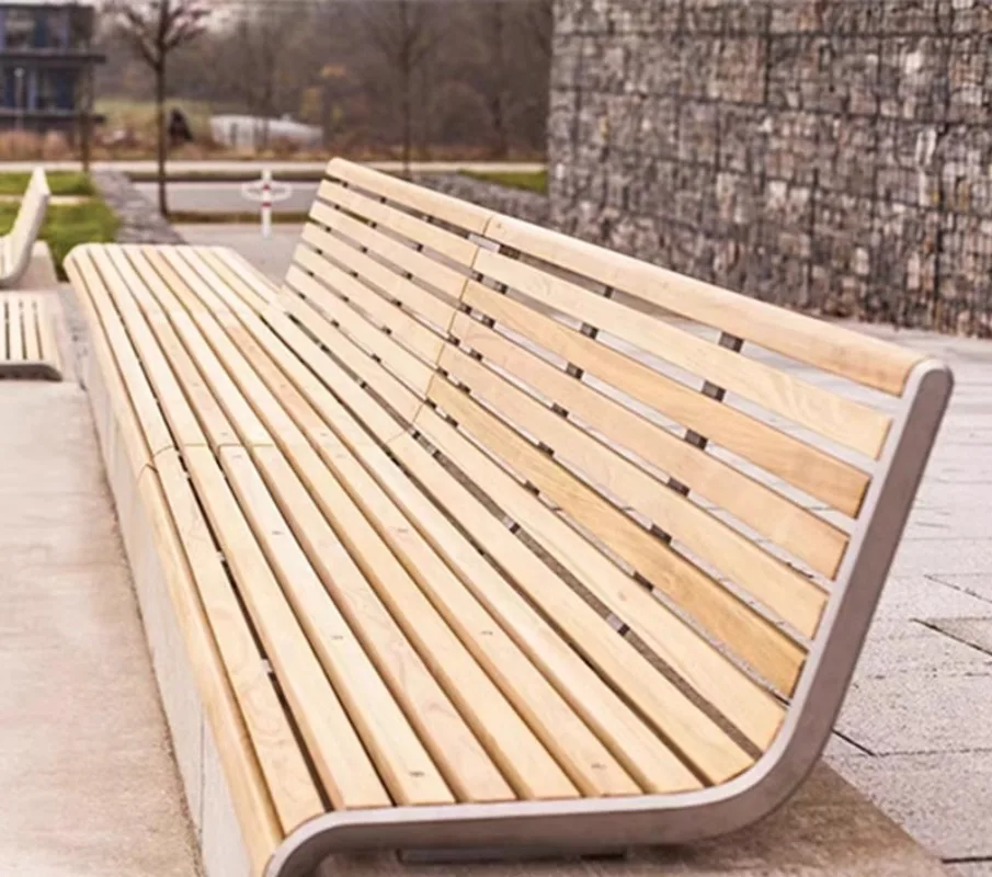 Commercial Square Park Outdoor Anticorrosive Wood Leisure Shaped Community Outdoor Chair