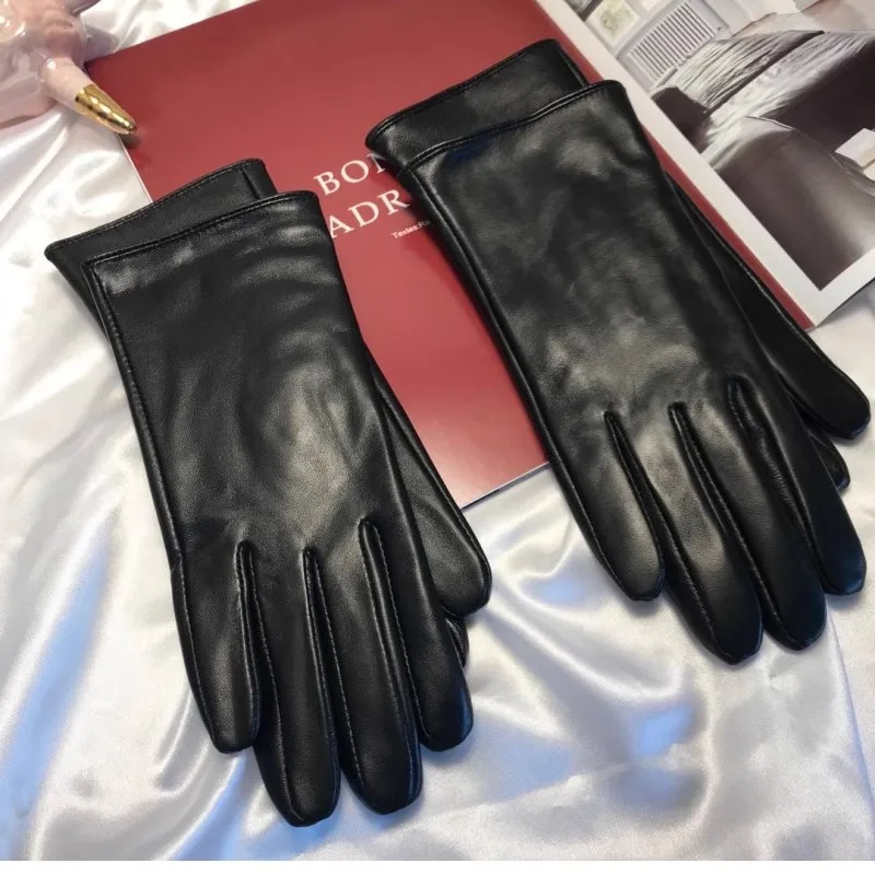 

Men Women's Autumn Winter Natural Sheepskin Leather Gloves Male Genuine Leather Warm Motorcycle Touchscreen Driving Gloves R2678