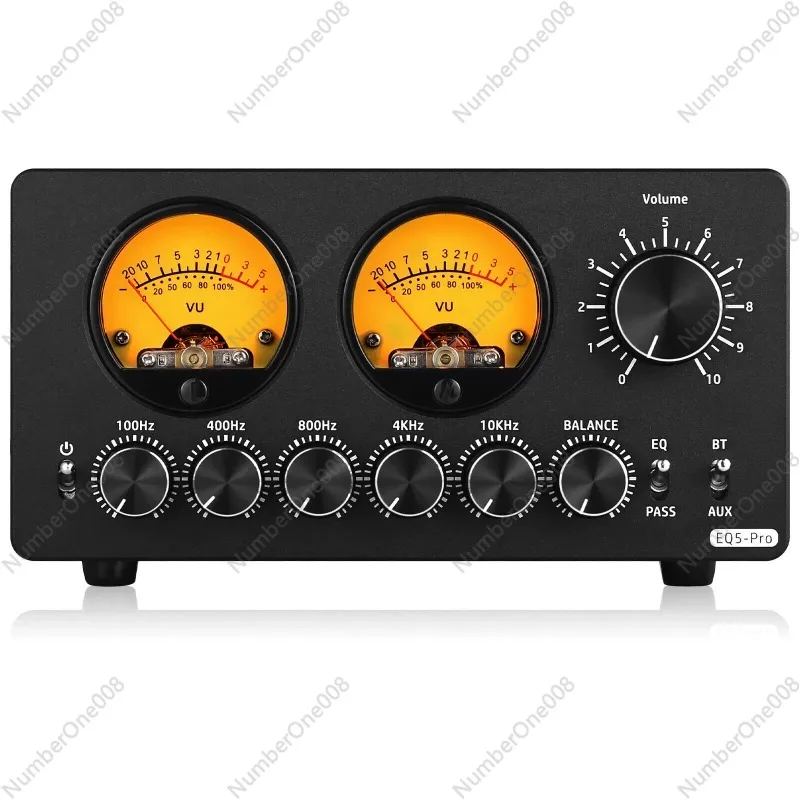 

EQ5 PRO Bluetooth 5-Band Preamp EQ Equalizer 3.5mm AUX Analog Audio Processor with VU Meter for Speaker/Amplifier