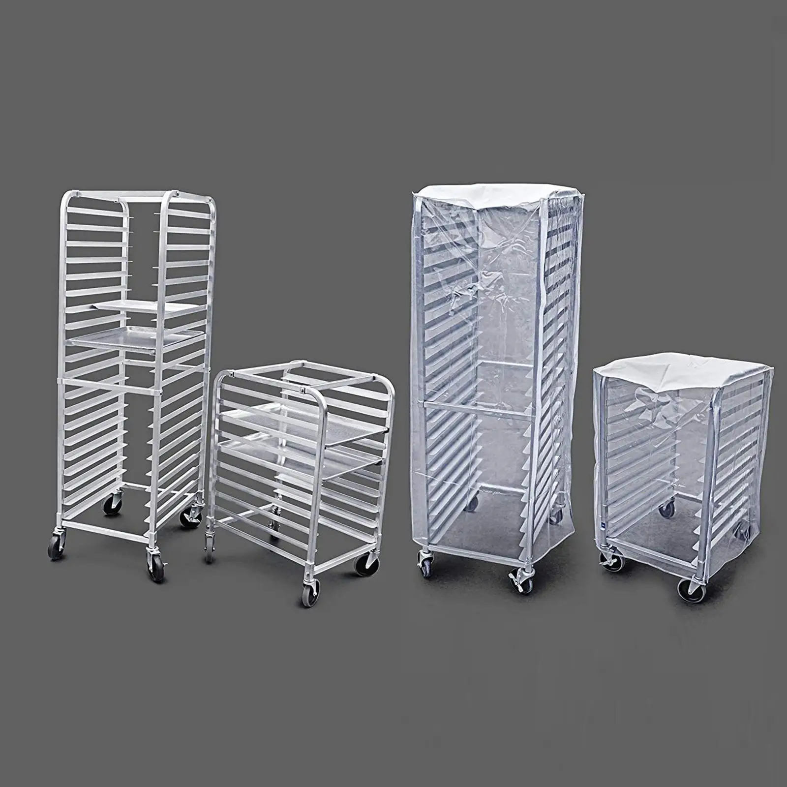 Clear Bun Pan Rack Cover PVC Heavy Duty Dustproof Protective Sleeve with Zippers for Food Service and Catering