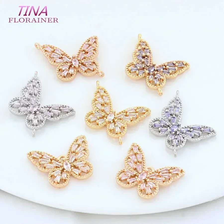 20MM 18K Gold Plated Brass Butterfly 2 Holes Charms Pendants Connect Necklace Earrings Jewelry Making Supplies Accessories