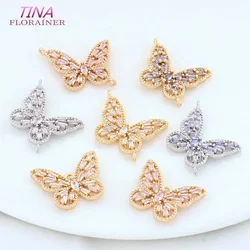 20MM 18K Gold Plated Brass Butterfly 2 Holes Charms Pendants Connect Necklace Earrings Jewelry Making Supplies Accessories