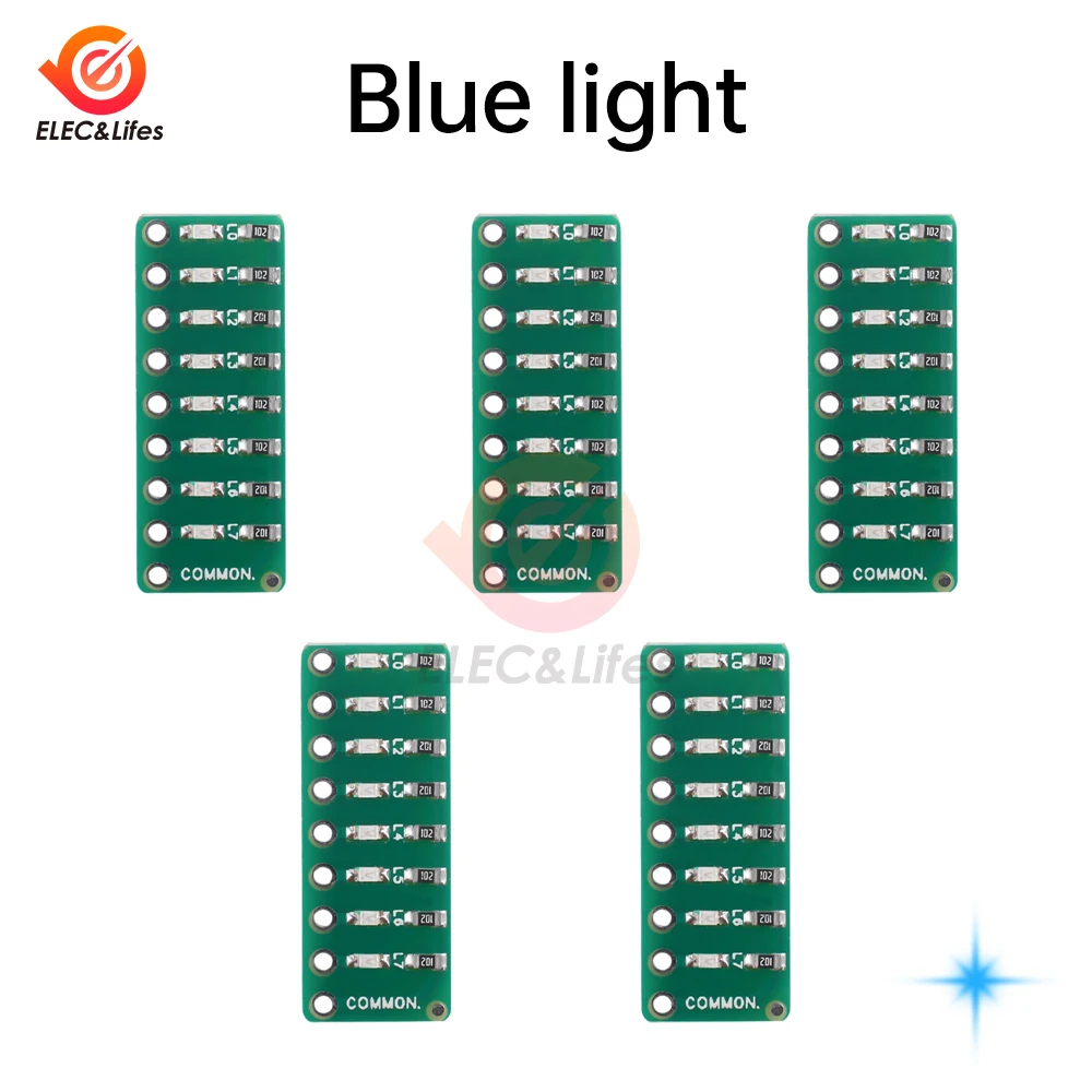 5pcs 8-section LED port test lights LED indicator lights flowing light modules For STM32 STC51 AVR PIC Arduino DC 3.3V-5V