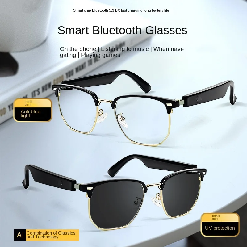 Lunettes de soleil Bluetooth intelligentes MZ09, rayonnement polarisé UV, lumière bleue, appel musical, navigation