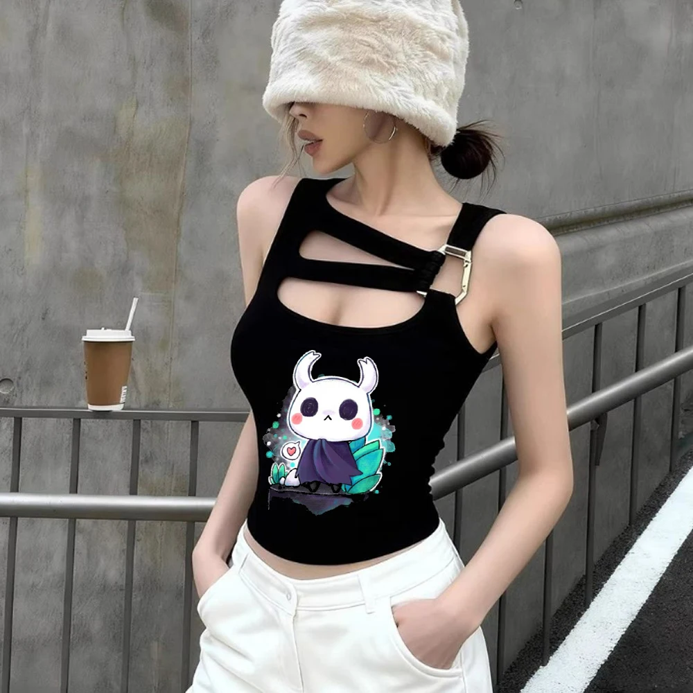 Hollow Knight crop top ladies cheap gothic funny t-shirt alternative  vintage funny korean fashion y2k
