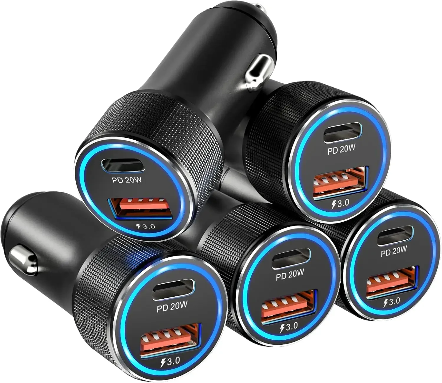 36W Dual USB C Car Charger 5 Pack, PD & QC 3.0 Fast Charging for iPhone Samsung Pixel (Black)