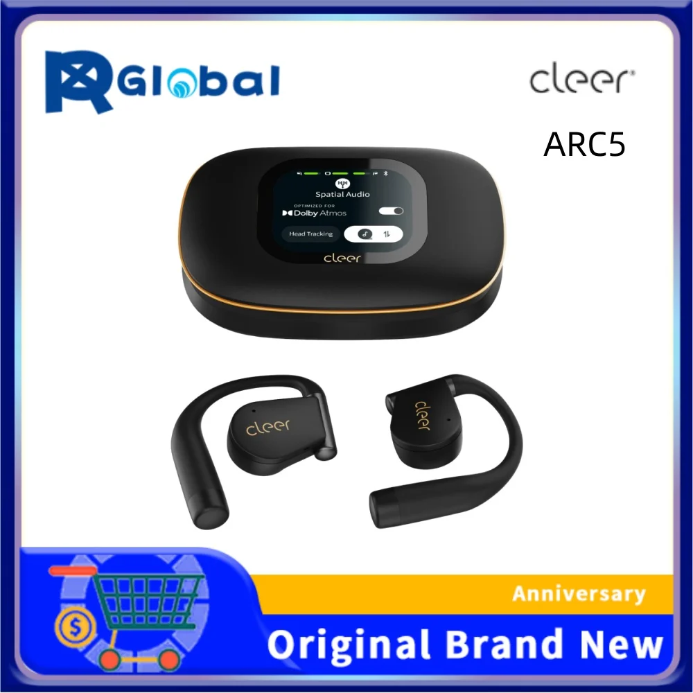Cleer ARC 5 Open Ear Earbuds with Dolby & THX Audio,60H playtime, fast charging,IPX7 waterproof,perfect for sports