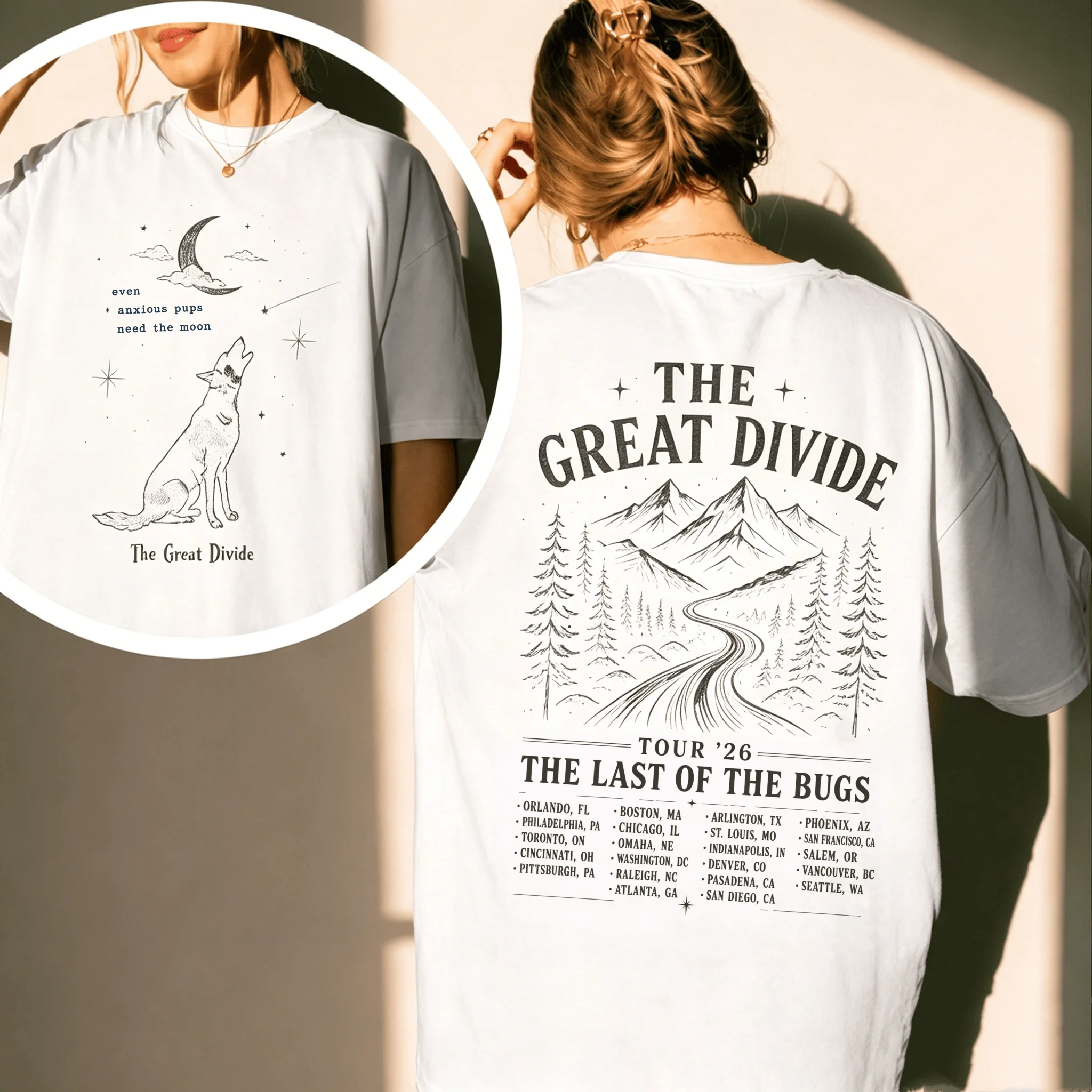 Noah Kahan The Great Divide Tour 2026 Bedrucktes T-Shirt aus 100 % Baumwolle für Herren und Damen, beliebt, übergroß, bequem und lässig ﻿ – Detail 8