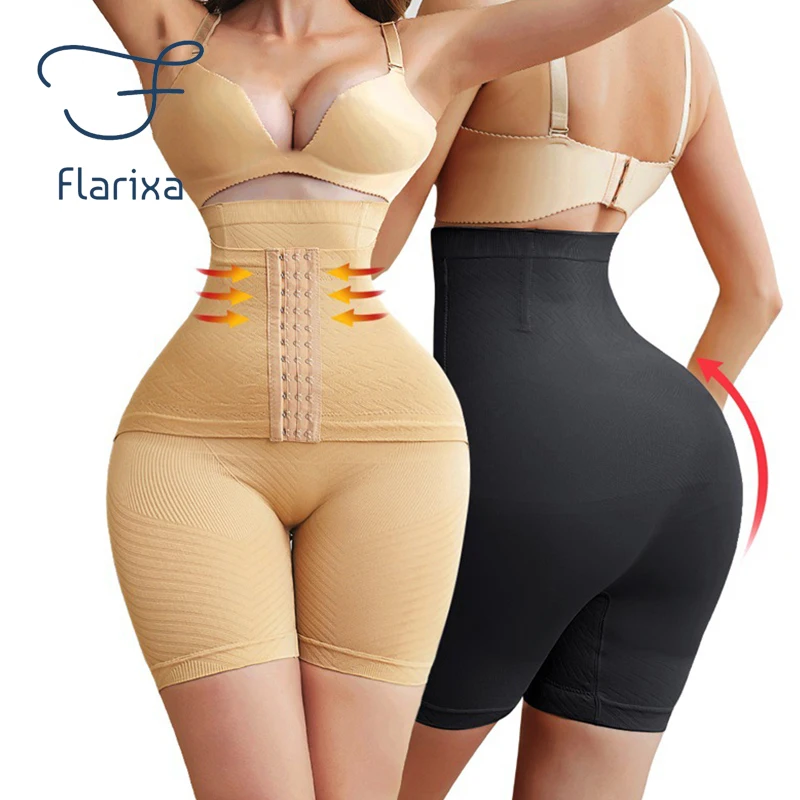 Flarixa Seamless Waist Trainer Boxer Body Shaper Slimming Tummy Control Adonimal Shorts Postpartum Shapewear Flat Belly Panties