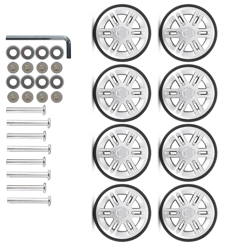 8 peças 60mm rodas duplas para bagagem, substituição rodas para fácil instalação