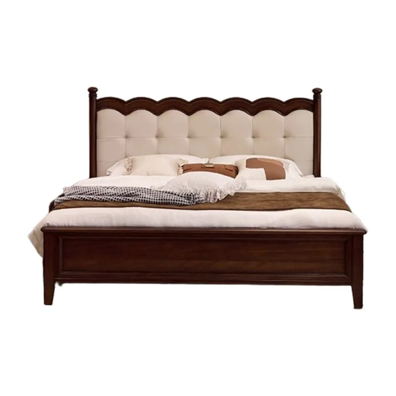 

Leather European bed American light luxury modern simple furniture master bedroom large bed 1.8m double bed