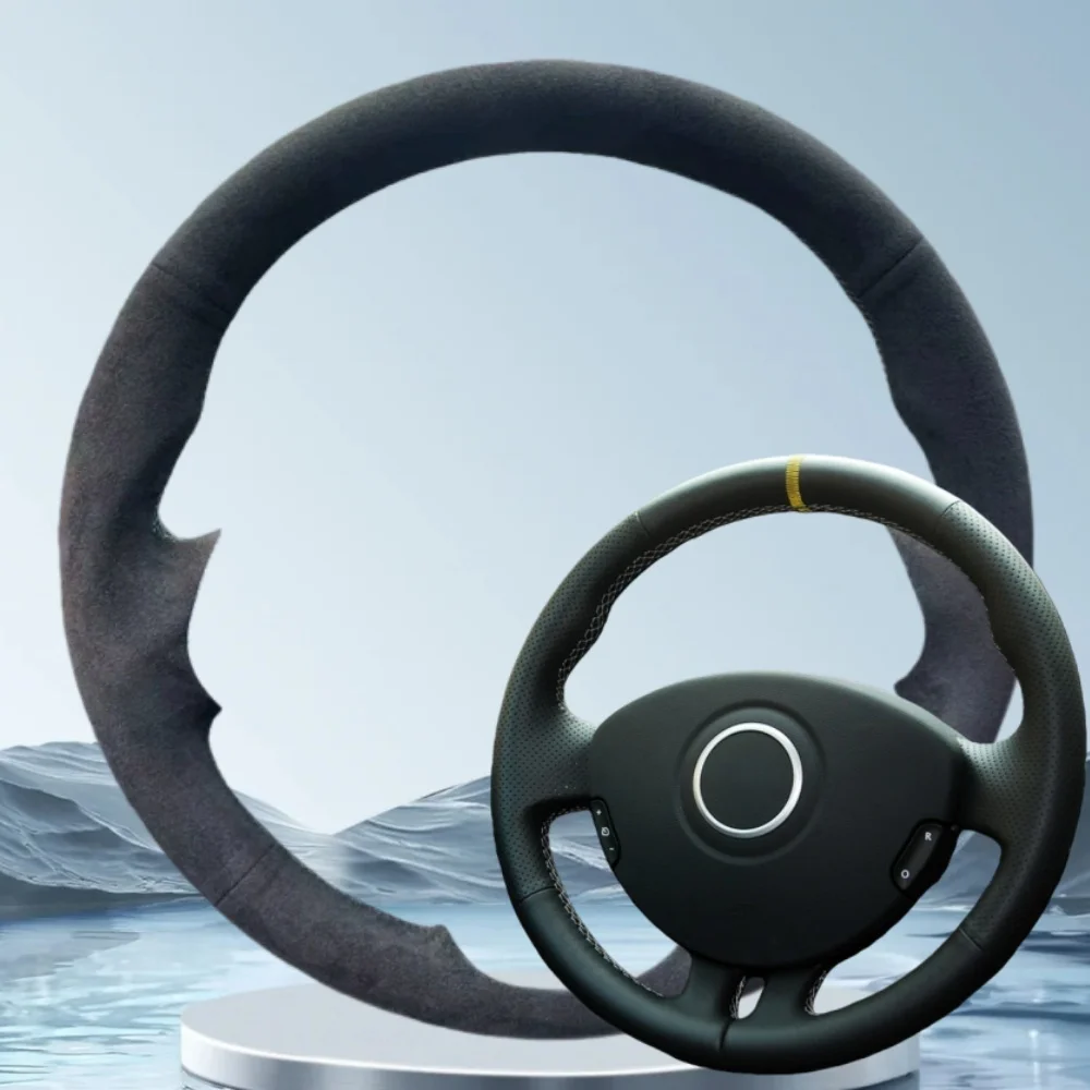 

Чехол на руль автомобиля по индивидуальному заказу для Renault Clio 3 2008 2009 Clio Dynamics 2008 Clio Mk 3, замшевый салон автомобиля с ручным шитьем