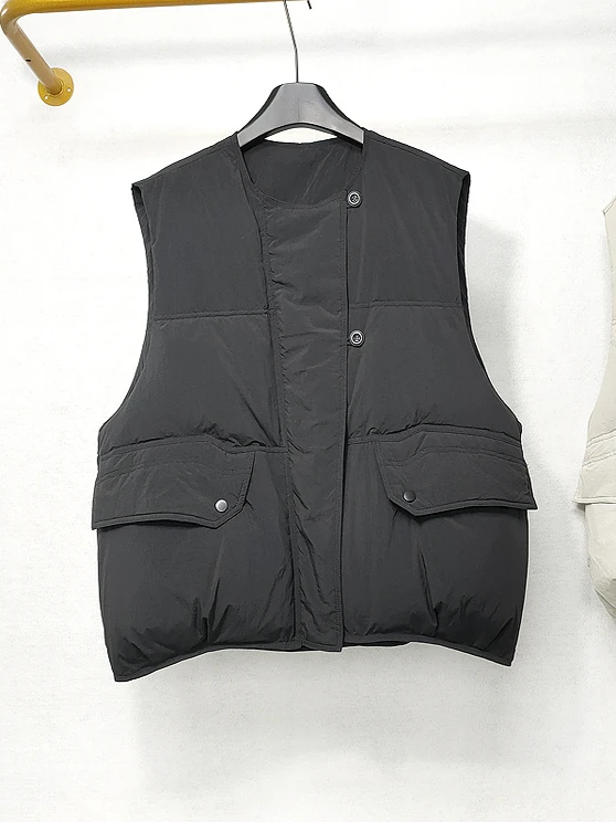 

Свободный крой, круглый пуховый жилет, женская верхняя одежда, джет, осень-зима, новый удобный дышащий жилет из полиэфирного волокна