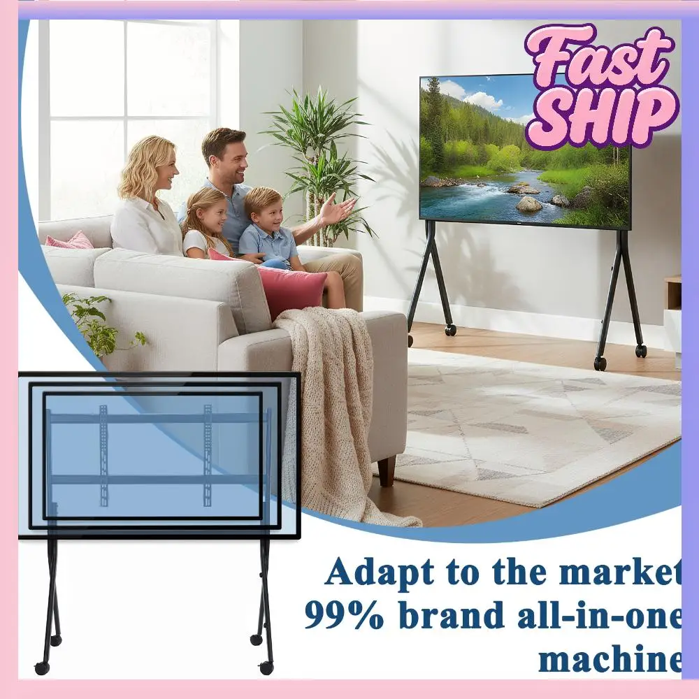 

Усиленная передвижная подставка для телевизоров с диагональю 86-110 дюймов, портативная угловая напольная стойка для ТВ, максимальная нагрузка 485 фунтов/220 кг, с блокирующимися колесами