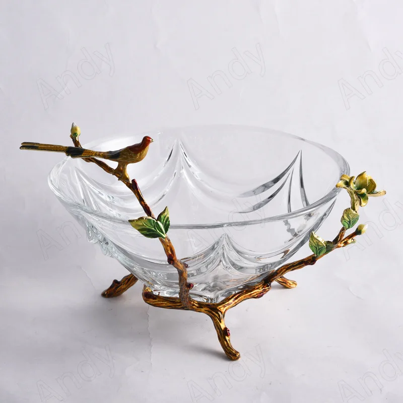 

European glass storage tray modern Enamel decorative bedroom jewelry organizer living room desktop fruit trays Home Decoration