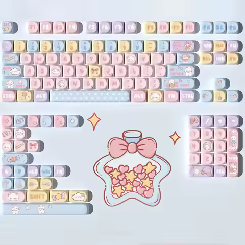 131 Keys MOA Profile Keycap Cute Candy Bear Dye Sublimation PBT Keycaps For Mx Switch Mechanical keyboard Custom Key Caps GK61