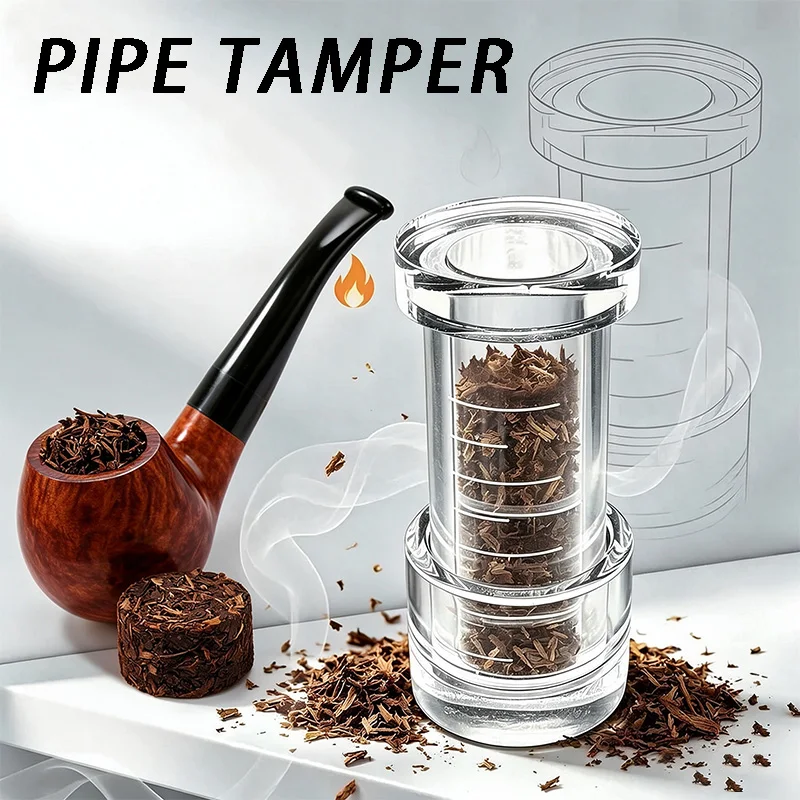 Pipe Tamper with Scale, Tobacco Filling Tool, Portable Tobacco Press for Smoking Pipe, Visible Tube, Easy Fill & Compact Tobacco