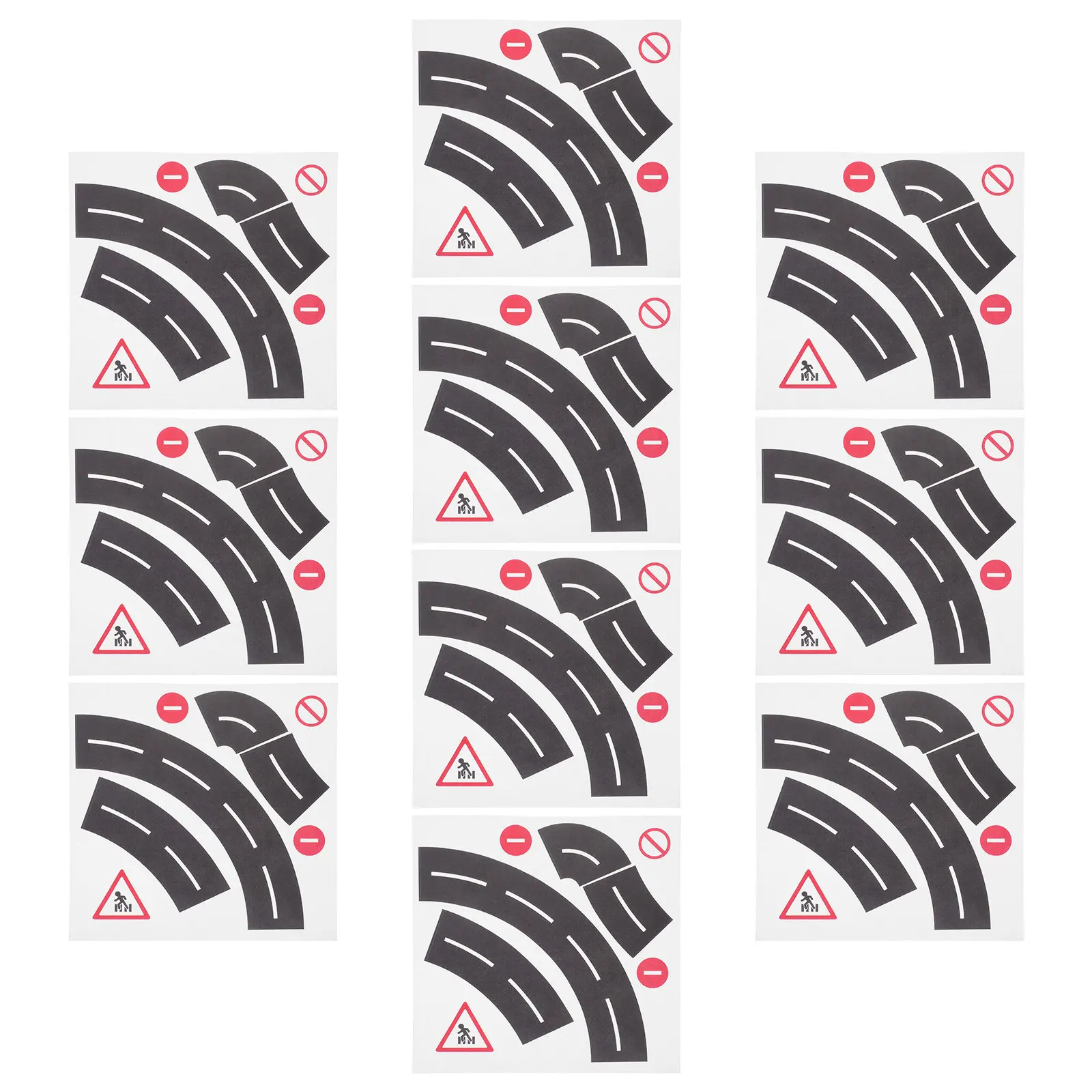 

10Sets Adhesive Curve Road Stickers for Traffic Game Fun Playtime Decals for Floors Walls Kindergarten