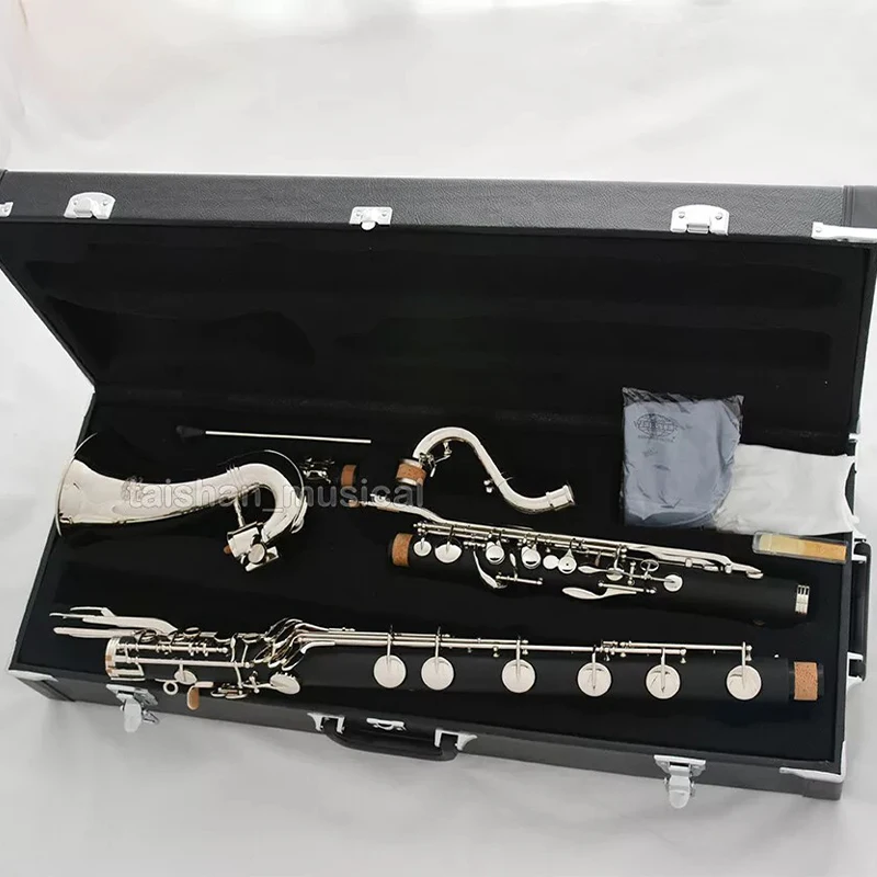 2026 Professional Bakelite Bb Bass Clarinet to Low C CLARINETS Silver Leather Case new33