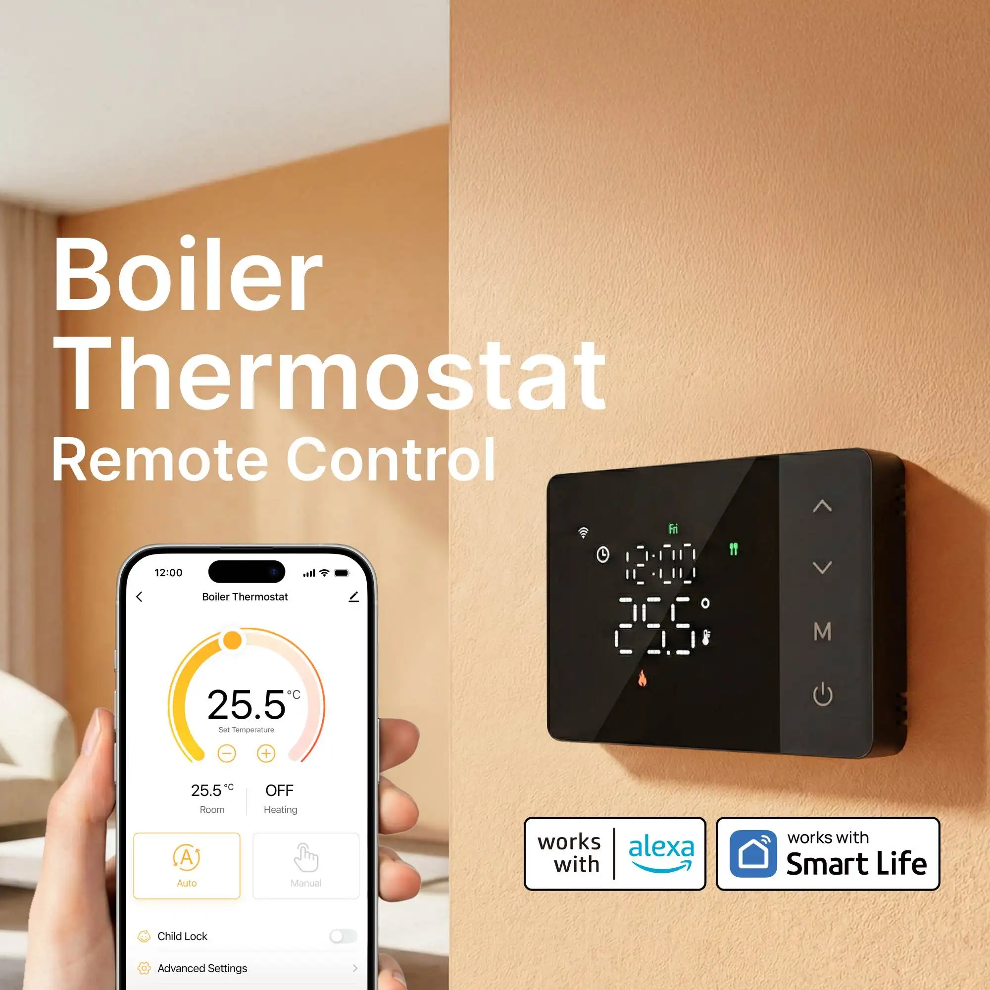 Wifi wireless gas boiler thermostat domotica cooling/heating smart home tuya temperature controller voice  Alex & Google Home