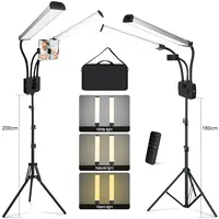 Anillo de luz Led para pestañas, luz de belleza de relleno LED de brazos dobles con trípode de 200cm para maquillaje, vídeo, iluminación fotográfica para Selfie