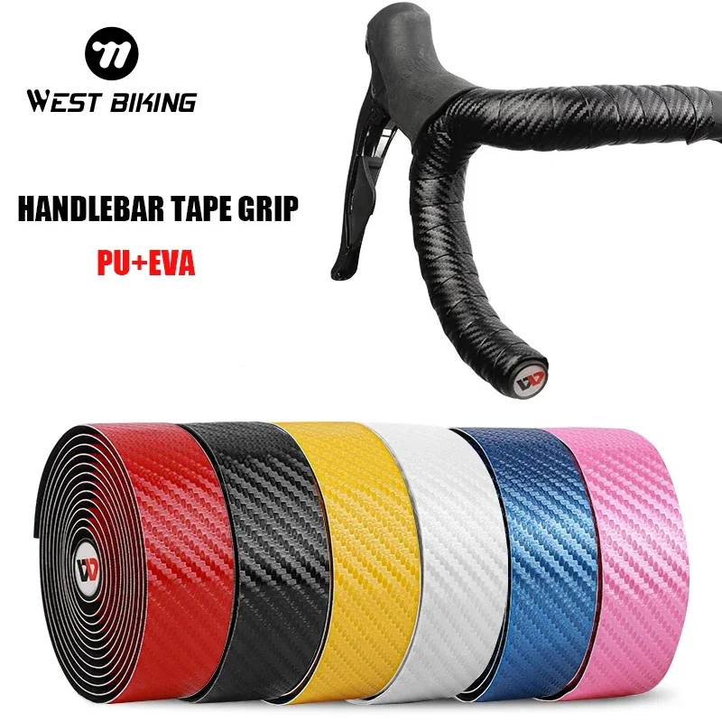 West Biking-PU Leather Bicycle Handlebar Tape, Road Bike Tapes, 3K, fibra de carbono, acessórios de bicicleta