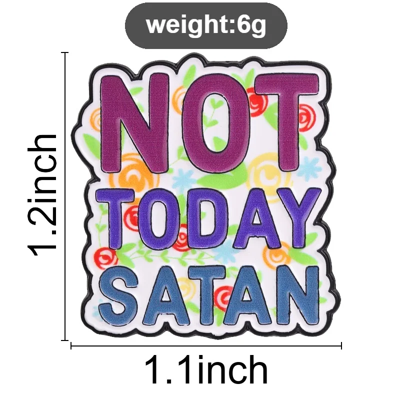 Not Today Satan Emaille-Abzeichen Lila Blau Typografie Zitat Pin Christlicher Glaube Humor Inspirierende Metallbrosche für Frauen – Detail 1