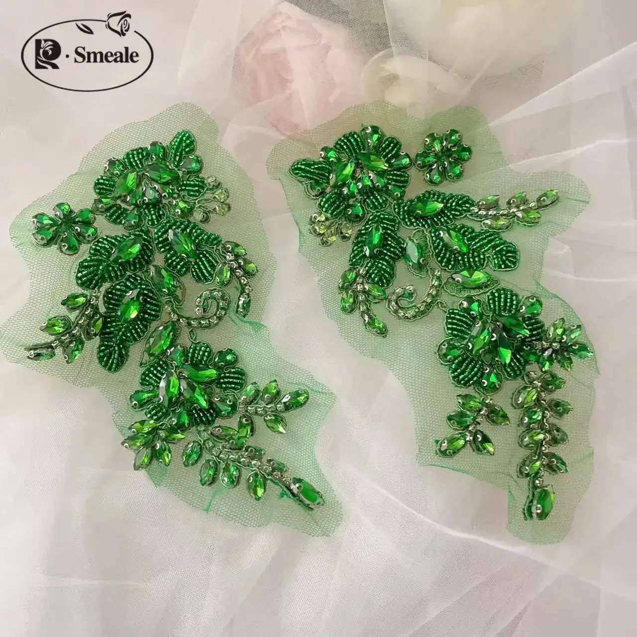 Handgenähte Strassblume für Hochzeitskleid, Strassmäntel, verspiegelte Schultern, DIY-Patch, Glasbohrer, funkelnde Blumen