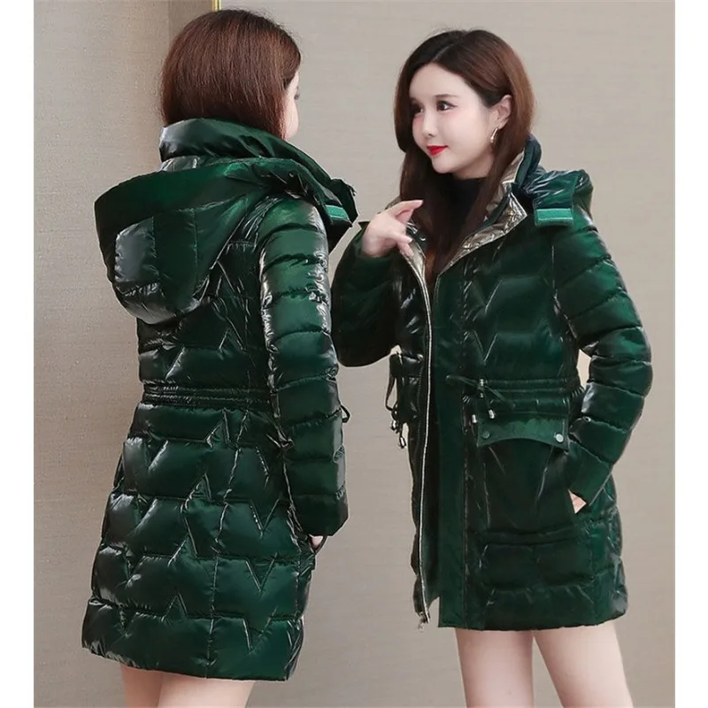 Jaket Down musim dingin baru 2023 mantel tebal katun berlapis wanita bertudung kasual longgar Puffer parka panjang wanita