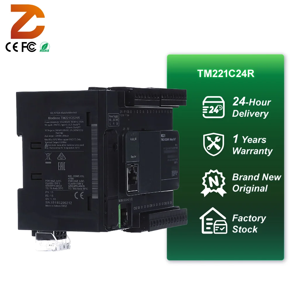 Sch-neider Hot Sale Original Modicon M221 PLC Programmable Small Logic Controller TM221C24R Integrated Compact Controller Module