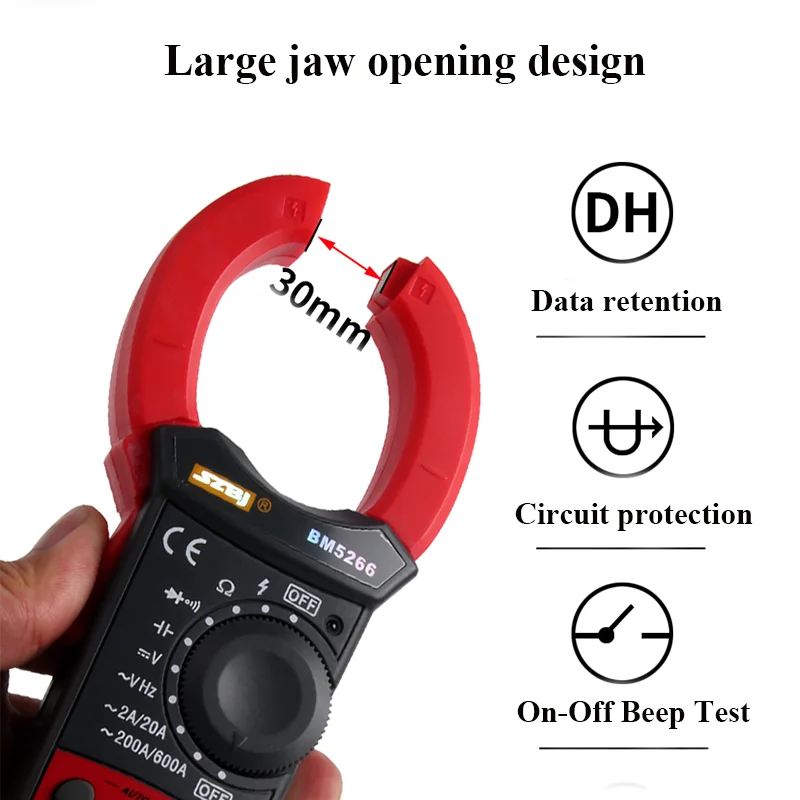 BM5266 Digital Clamp Meter Multimeter Pocket Digital Display Ammeter Clamp Meter Automatic Shutdown Capacitor Anti-burning